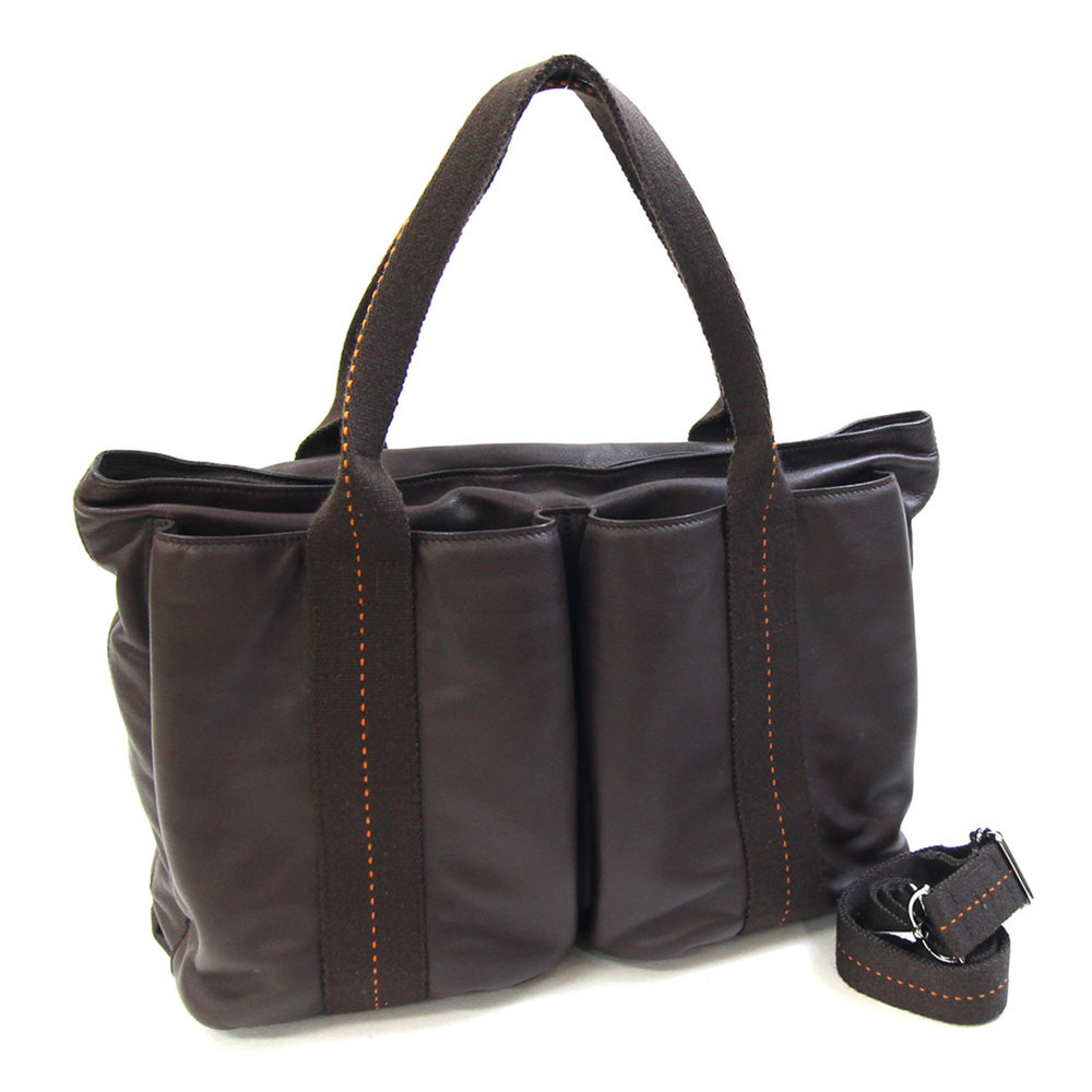 Hermes Caravan Horizontal MM Tote Bag, Brown, Veau Delma Leather, Shoulder Cr...